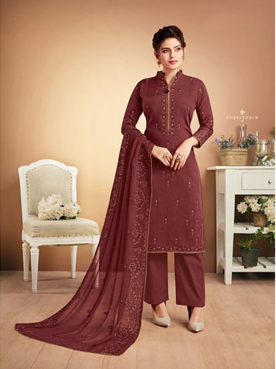 Buy 44/L Size Chiffon Chinese Collar Neck Patiala Suits Online for Women in  USA